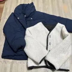 ネイビーフード付きジャケットと黒ボアジャケットセット