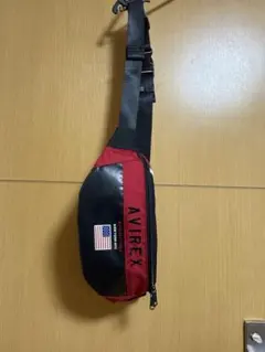 AVIREX ボディバッグ ウエストポーチ レッド ブラック