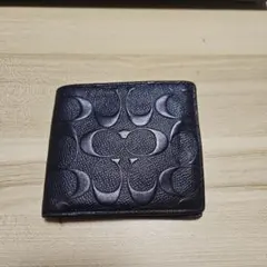 COACH 黒 レザー 二つ折り財布