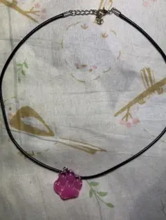 ハンドメイド レジン ネックレス 肉球 ピンク