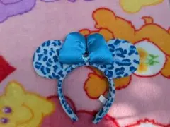 ディズニー　ブルー　ヒョウ柄　リボン　✨️レア✨️　カチューシャ