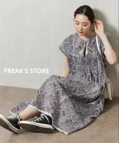 FREAK'S STORE◆インド ペイズリープリント ワンピース◆グレー系◆S