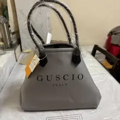 상태좋음 ・GUSCIO ITALY ハンドバッグ グレー×ブラック