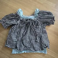 petit mainチェック柄フリルキャミソール 100cm