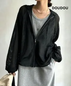 【DOUDOU】メッシュフーディー　チャコールグレーのサムネイル