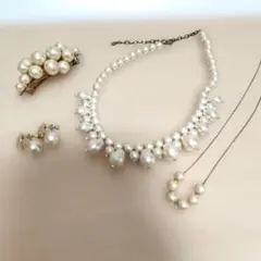 23区コットン パール ネックレス 他ネックレスヘアクリップ イヤリング セット