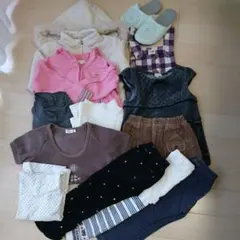 女の子100★ジャケット・パーカー・パンツ・スリッパ・ヒートテック★13点