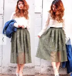 ANAP メッシュ重ねフラワースカート