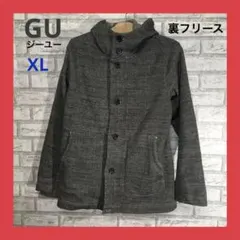 ジーユー 裏フリース ジャケットコート メンズ XL 総柄 グレー