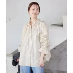 SLOBE IENA タイプライターフリルカラーブラウス