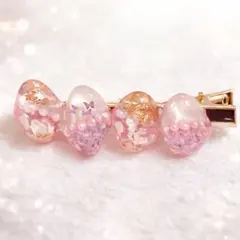 大人可愛い　押し花とパールのレジンヘアピン