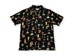 ALASKO カクテル柄 アロハシャツ 4L 黒 BAR ビッグサイズ