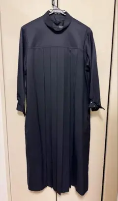 トリコ コムデギャルソン　プリーツワンピース　シャツワンピース　紺M 2way