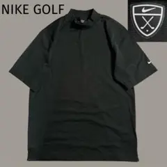 極美品 NIKE GOLF モックネック ストレッチ Tシャツ 刺繍ロゴ 半袖