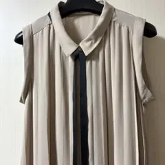 Bou Jeloud ノースリーブ ブラウス 38 ベージュ　ボウタイ　リボン