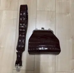 クロコ型押し がま口 ショルダーバッグのサムネイル