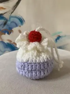 編み物　巾着ミニポーチ