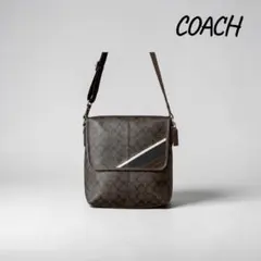 COACH コーチシグネチャー ショルダーバッグ PVC レザー ブラウンメンズのサムネイル