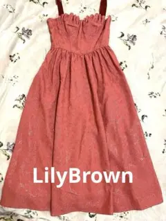 LilyBrown ワンピースドレス　 M ピンクラメ　結婚式・パーティー等に