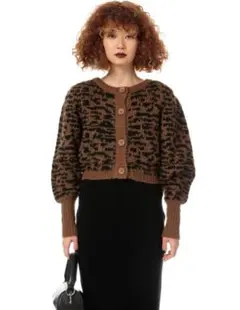 sly スライ　レオパード柄　ニット　カーディガン　ミニ丈