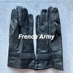 80s フランス軍 ブラック レザーグローブ 革手袋 デッドストック フランス製のサムネイル