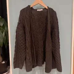 レディース　ニット　カーディガン　長袖　ブラウン　焦茶色　COTORICA.