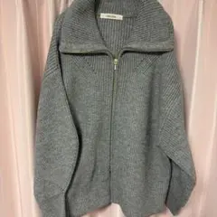 グレー ジップアップ ニット カーディガン ココディール COCODEAL