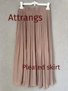 アットランスAttrangs ベージュ プリーツスカート 76cm 裏地あり