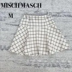 【ミッシュマッシュ】白 チェック柄 フレアミニスカート M u3724