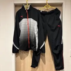 極美品Puma ジャージ上下セットアップ ブラック/グレー/レッド Mサイズ