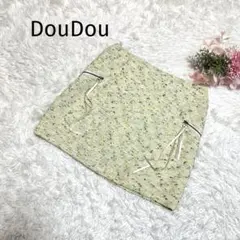 ドゥドゥ ミニスカート【F】ツィード風 イエロー系 ジップポケット 春カラー