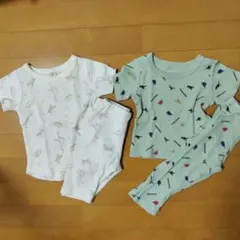 恐竜柄のベビーパジャマ 2セット 80cm
