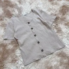 INGNI イング （M) リブカットソー 半袖 フロントボタン シンプル 春夏