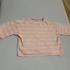 Niko and...ピンク ストライプ ショート丈 Tシャツ