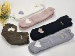 未使用)しっとり あったか フワフワ ハートアニマル ソックス5足セット