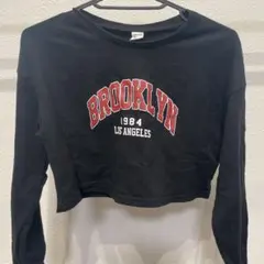 SHEIN ブラック クロップドトレーナー キッズサイズ