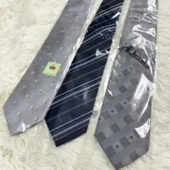 新品未使用 ネクタイ 3本セット 総柄 ストライプ アニマル　絹　ウォッシャブル