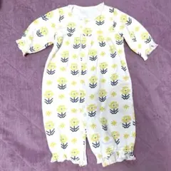 バースデイ　カバーオール　ロンパース　花柄　裏毛　オフホワイト　60〜70cm