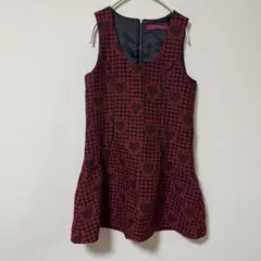 【美品】Dolly Girl アナスイ 赤黒　ハート柄　ミニワンピース 秋冬