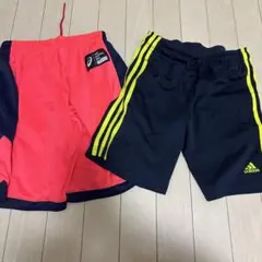 adidas ハーフパンツ 黒/asicsピンク