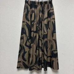 シーイン　フレアロングスカート ブラウン ブラック　S 裏地なし　春夏
