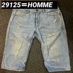 29125=HOMMEダメージデニムショートパンツ