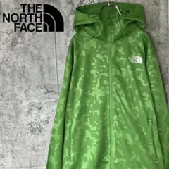 ザノースフェイス　ジップアップ　パーカー　ライトグリーン　柄　メンズ　M