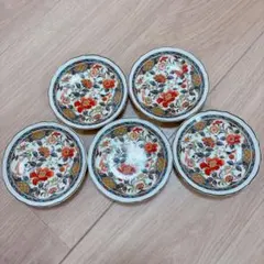 九谷焼 丸喜窯 丸喜陶苑 小皿 銘々皿 錦花鳥 金彩 食器5枚