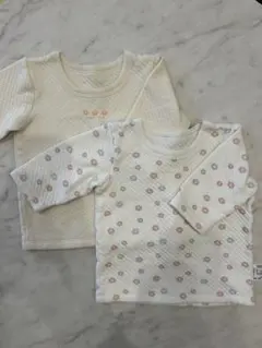 長袖丸首シャツ キルト 2枚組 肌着 サイズ80