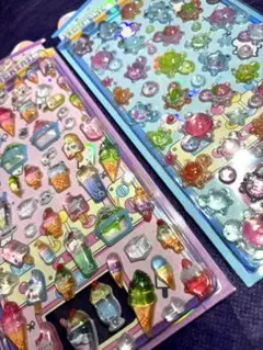 【2枚セット】亀＆アイスクリーム★うるちゅるシール