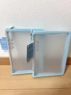 ダイソー A5 6リングファイル 水色 シール帳 バインダー 2点