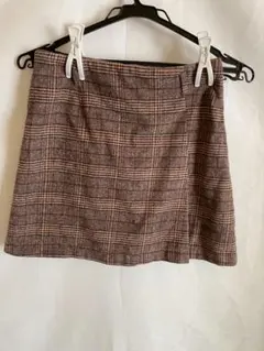 ブラウン チェック ミニスカート S
