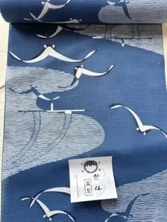 竺仙　反物　紅梅小紋　カモメ　鳥　浴衣　夏着物のサムネイル