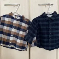 チェック柄長袖シャツ2点セット